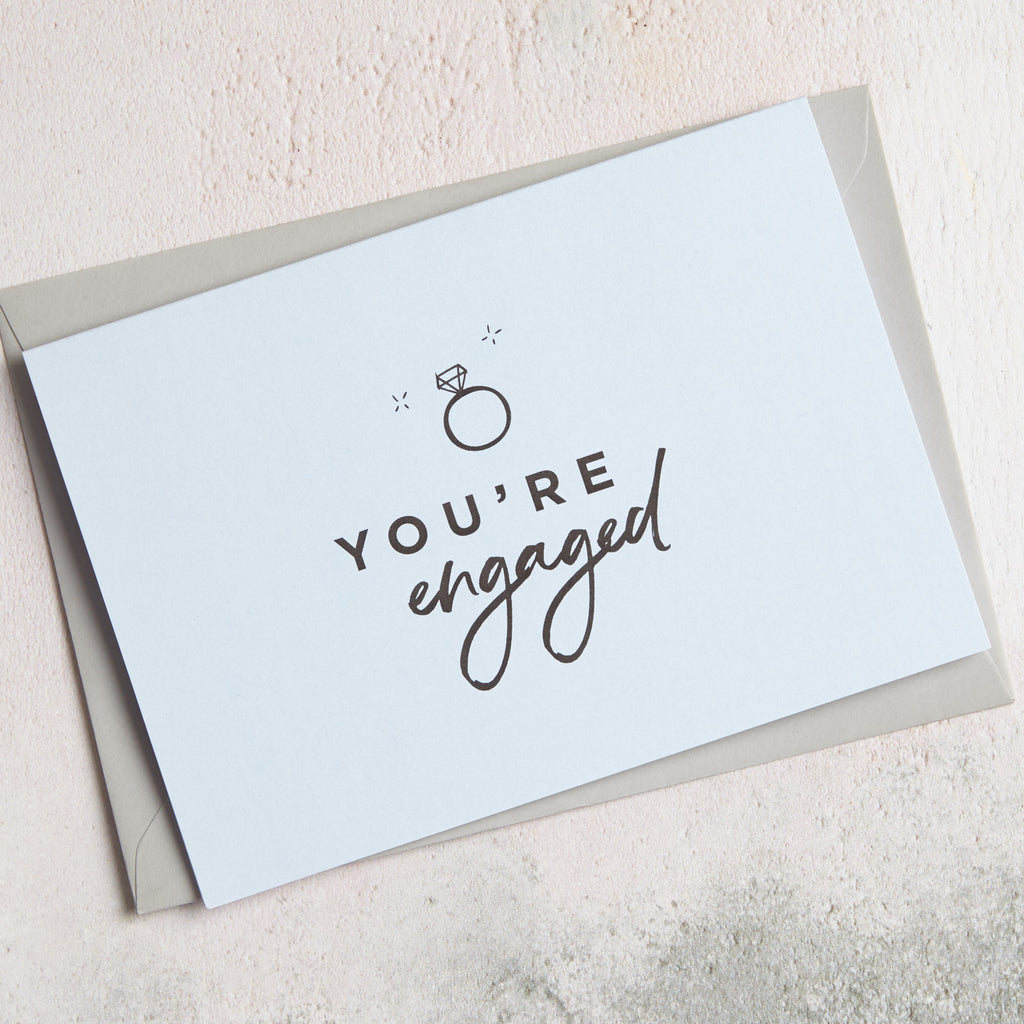 You're Engaged - Light Blue Greeting Card
