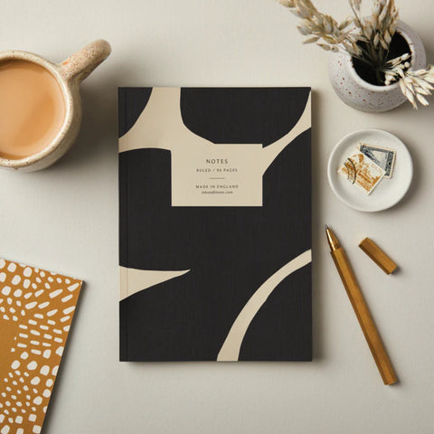 A5 Ruled Notebook in Abstract Black & Cream – Letterbox Gifts