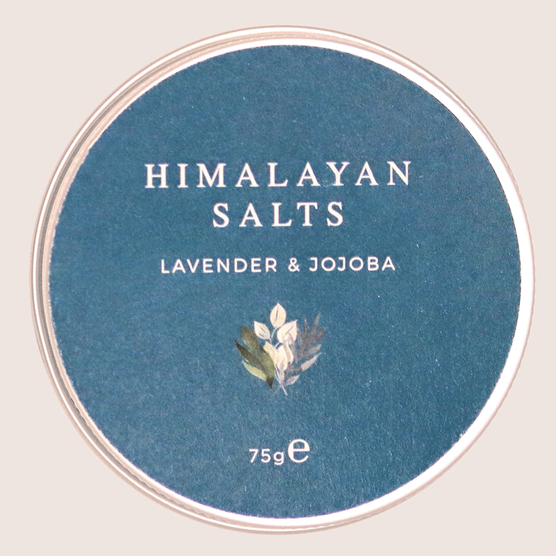 lavender & jojoba himalayan salts in 75g tin