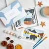 Winter paint by numbers gift set containing 5 images, paint pots and paint brushes