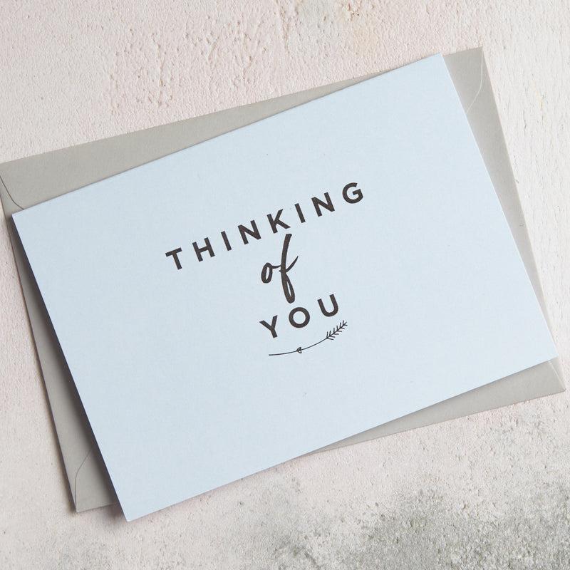 Light Blue 'Thinking of you' greetings card