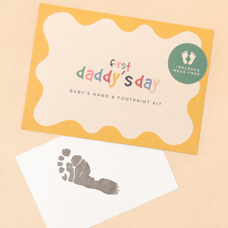'first daddy's day' baby's hand & footprint kit in yellow scallop-edged envelope