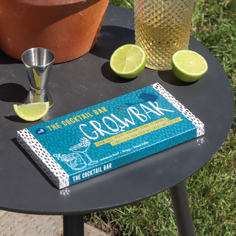 Letterbox-friendly cocktail grow bar containing seeds to garnish cocktails at home