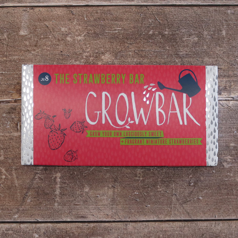 Letterbox-friendly strawberry grow bar in pink packaging