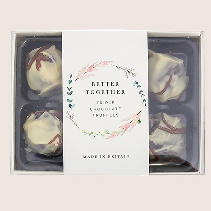 6 triple chocolate truffles with a 'better together' sleeve