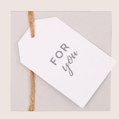 Butterscotch chocolate truffles in grey box with 'for you' swing tag