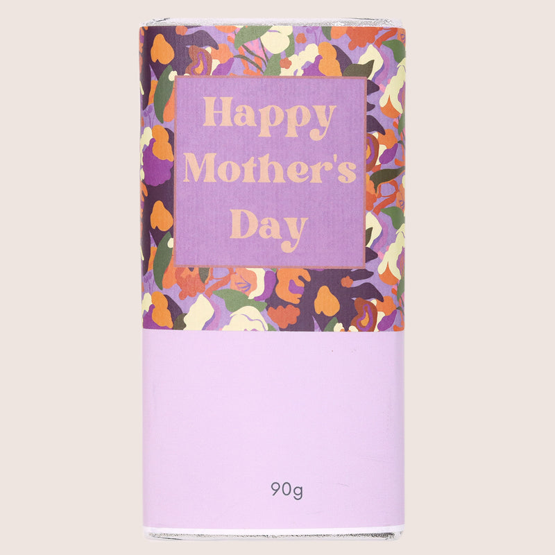 Salted caramel chocolate bar with purple 'happy mother's day' sticker