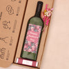 Letterbox wine with floral 'happy mother's day' label, sweet orange caramel chocolate bar & pink mini dried flower posy