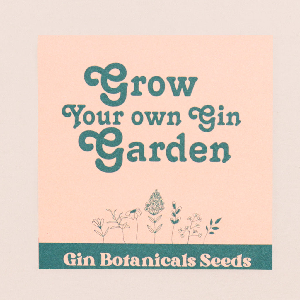 Grow your own gin garden botanicals seeds in green & cream envelope