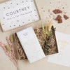 Pregnancy kraft gift box containing bump bar chocolate bar, mini dried flower posy & personalised name and 'this is for the bump' message on inner box lid
